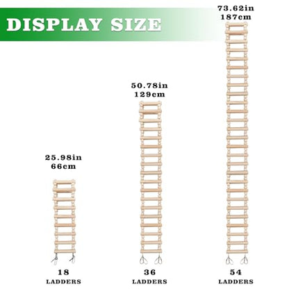 Rat Ladder Bridge Toy, Rat Climbing Toys, Natural Wooden Hamster Ladder Bridge Toy, Cage Accessories for Bird Parrot Cockatiel Sugar Gliders - 36 Steps - 50.78 x 3.14 Inch - size: 36 Steps - 51 × 3 Inch