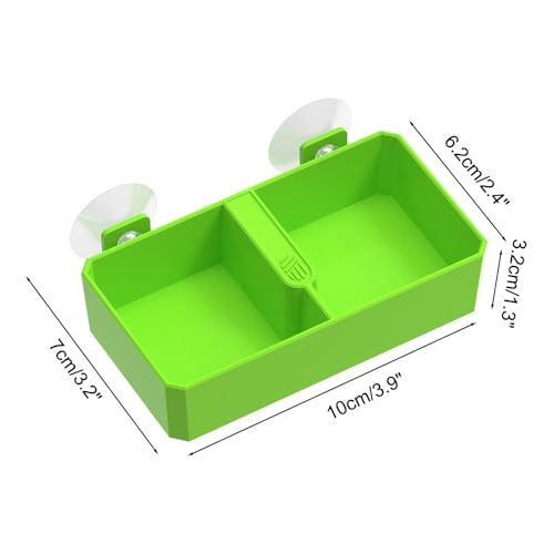 DONGKER Reptile Feeding Ledge,Square Dual-Compartment Reptile Water Food Bowl with 2 Suction Cup for Bearded Dragon Lizard Turtle Tortoise - size: S 3.9"x2.8"x1.3"