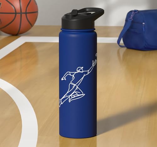 Cricket Keeper Drawing Stainless Steel Insulated Water Bottle - color: Royal Blue