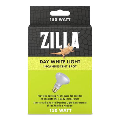 Zilla Reptile Terrarium Heat Lamps Incandescent Bulb, White Spot, 150W - size: Pack of 1, style: Day White (150W)