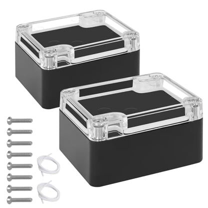 Junction Box with Clear Cover IP65 Waterproof Project Box Dustproof ABS Plastic Electrical Project Boxes Universal Enclosure, Black 2.4"x 2.2"x 1.3"(63x58x35mm)(Pack of 2) - color: 2 packs, size: 2.4"x 2.2"x 1.3"