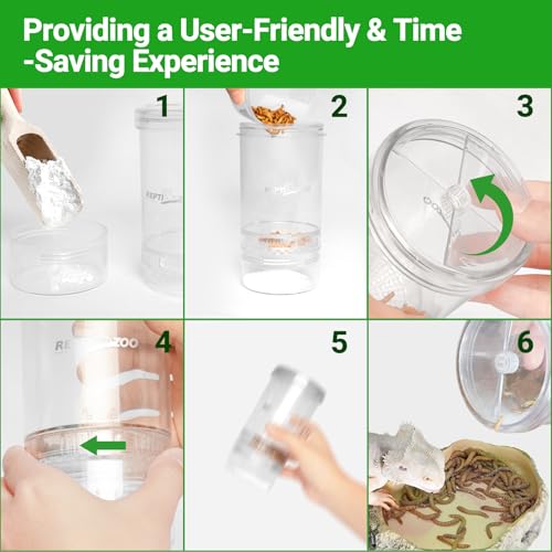 REPTI ZOO Reptile Cricket Calcium Powder Mixer, Transparent Cricket Keeper Shaker for Bearded Dragon Gecko Snake Lizard Chameleon, Dispenser Feeder for Reptile & Amphibians(Clear)