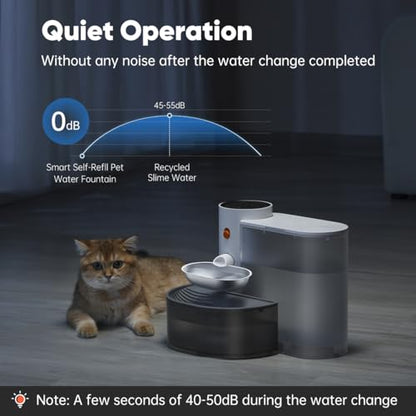 Petgravity Smart Cat Water Dispenser - Stainless Steel Water Bowl, Upgraded Self-Refill Cat Water Fountain Automatic Water Dispenser Water Feeder for Cats & Small Animals, 3.5L/118.4oz