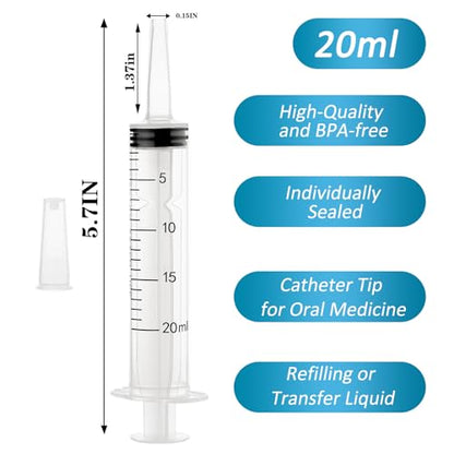 20ml Plastic Syringe with Cap, Syringes without Needle for Liquid, Scientific Labs, Measurement, Pet Feeding ,Ink Refilling ,Oil or Glue Applicator (3 Pack) - style: 20ml
