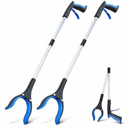 Grabber Reacher Tool - 32” Extra Long Foldable Gripper and Reaching Tool - Heavy Duty Pick Up Stick Grabbers for Seniors, Trash, Surgery Recovery Must Haves Gifts (Blue-2pc) - color: Blue-2pc