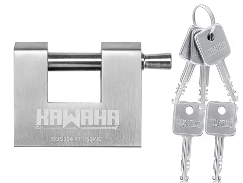 71/60KD-5SK Stainless Steel D-Shaped Heavy Duty Padlock with Key for Garage Door, Containers, Shed and Warehouse (2-3/4 inch, Keyed Different - 5 Stainless Steel Keys) - color: Keyed Different - 5 Keys, size: 2-3/4 Inch