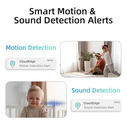 Rraycom 3Pack 4MP Indoor Baby & Pet Monitor Camera, 360° Auto Tracking, Cry & Sound Detection, Dual-Band 2.4G/5G WiFi, SD & Free Cloud Storage, Alexa & Google Home Compatible - size: 3Pack
