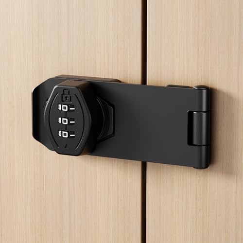 Cabinet Lock Keyless 3-Digit Password Combination Code Hasp Latch Lock Twist Knob Wooden Drawer Cupboard (Black, 4 inch) - color: Black, size: 4 Inch