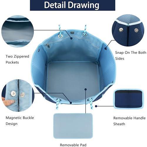 Hibala Neoprene Multipurpose Beach Bag,Gym/Travel/Pool Bag,Tote For Women&Men - color: Blue