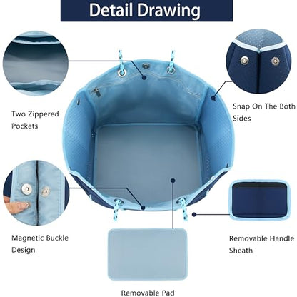 Hibala Neoprene Multipurpose Beach Bag,Gym/Travel/Pool Bag,Tote For Women&Men - color: Blue