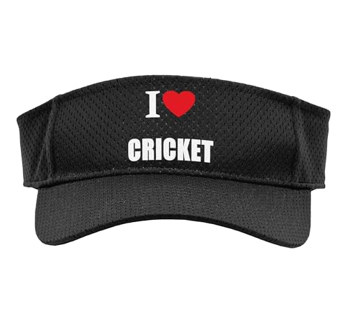 I Love Cricket Bowling Batting Keeper Watching Playing Sport Sun Visor - color: Black
