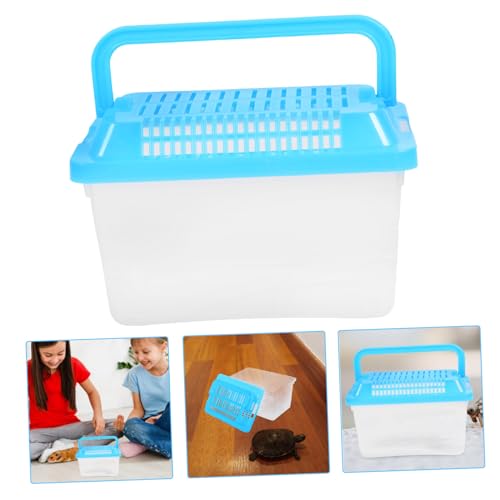 Portable Fish Tank 5.1X3.5X5.1 Inch - Handheld Aquarium Transparent Turtle Box - Plastic Pet Hamster Carrier Travel Reptile Terrarium Random Color