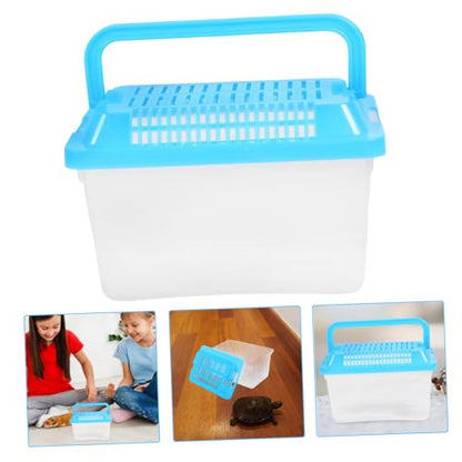 Portable Fish Tank 5.1X3.5X5.1 Inch - Handheld Aquarium Transparent Turtle Box - Plastic Pet Hamster Carrier Travel Reptile Terrarium Random Color