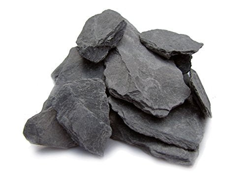 Natural Slate Stone 1 to 3 Inches - USA Sourced and Packaged for Aquascaping Aquariums, Terrariums, Paludariums, Reptile Enclosure, Wargaming, Models, Mosaic Art, Miniature Fairy Gardens (5lbs Grey) | Hand sorted, tumbled & washed in the US by our family-