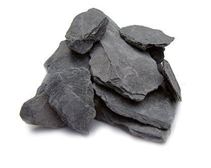 Natural Slate Stone 1 to 3 Inches - USA Sourced and Packaged for Aquascaping Aquariums, Terrariums, Paludariums, Reptile Enclosure, Wargaming, Models, Mosaic Art, Miniature Fairy Gardens (5lbs Grey) | Hand sorted, tumbled & washed in the US by our family-