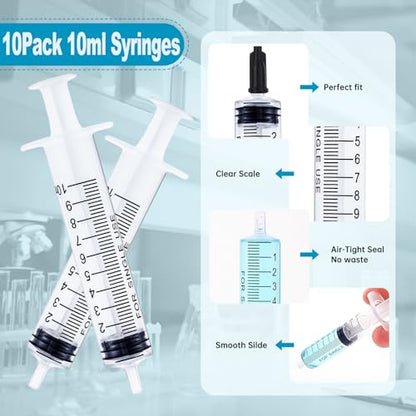 10pcs 10ml Syringes with Caps for Industrial & Scientific - size: 10ml-10pcs