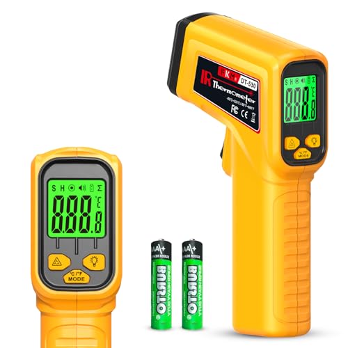 FKM Infrared Thermometer Gun Non-Contact Laser Temperature Gun -58°F~986°F | (-50°C~530°C) Adjustable Emissivity,Digital Thermometer Gun for Cooking,Oven,Griddle,Automotive,HVAC,Industrial,Not for Human - color: Yellow