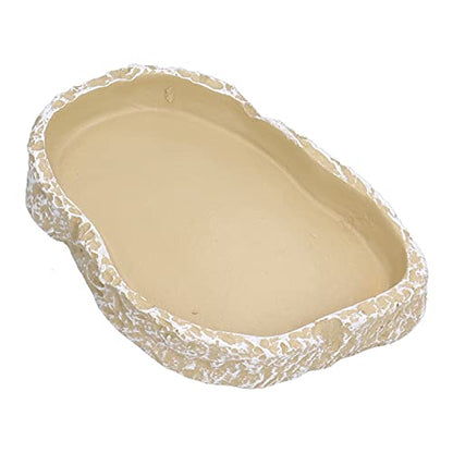 Yosoo Reptile Food Bowl Resin Feeding Plate for Small Pets Turtles Lizards Frogs Geckos Flat Bottom Design Easy to Clean Aquarium Decor