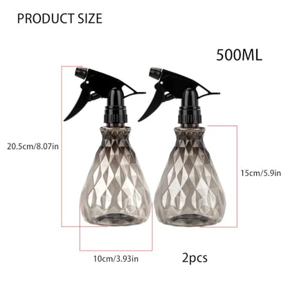 wugongshan 2 Pcs Spray Bottles, 500 ml/17 oz Empty Water Spray Bottles, Plastic Reusable Adjustable Mist Sprayer Squirt Bottles Containers Refillable for Cleaning Solutions, Gardening, Plants (Grey) - color: Grey
