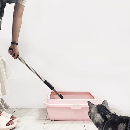 Depets Cat Litter Scoop, Metal Litter Scooper with Deep Shovel, Detachable Long Handle Cat Litter Sifter with Holder, Large Durable Cat Litter Shovel with Foam Pad Grip for Easy Sifting