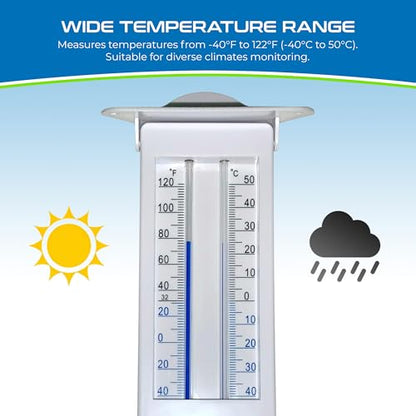 Sper Scientific Analog & Digital Min/Max Thermometer 800122 - Accurate Temperature Tracking, Weather-Resistant Design, Dual Display for Indoor & Outdoor Use, Ideal for Greenhouses, Labs & Food Storage - size: 1 Pack