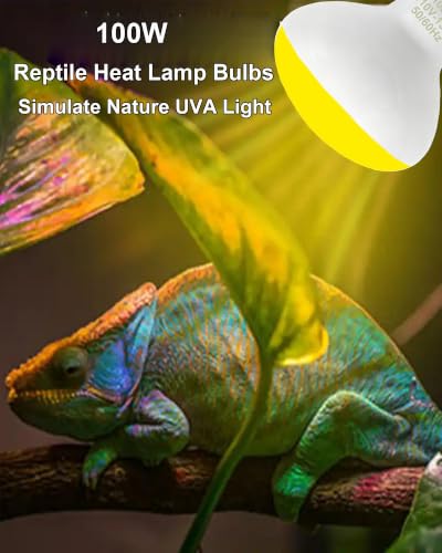 Reptile Heat Lamp Bulbs 100W UVA Basking Bulb for Bearded Dragon 2 Pack | Simulates Natural Sunlight. High-Temp Resistant. Ideal for Bearded Dragon, Lizard, Turtle, Snake.