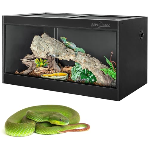 REPTI ZOO 120 Gallon PVC Reptile Tank Terrarium, 48x24x24 Reptile Terrarium for Ball Python Snake Bearded Dragon Gecko, Large Reptile Glass Tank with Sliding Door & Screen Ventilation - style: 48x24x24"