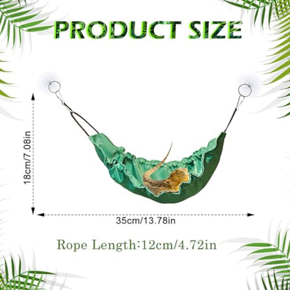 Reptology Lizard Hammock with Suction Cups Bearded Dragon Tank Accessories Reptile Lounger for Chameleon, Snakes, Lguana Reptiles, Geckos, Hamster - color: Dark green