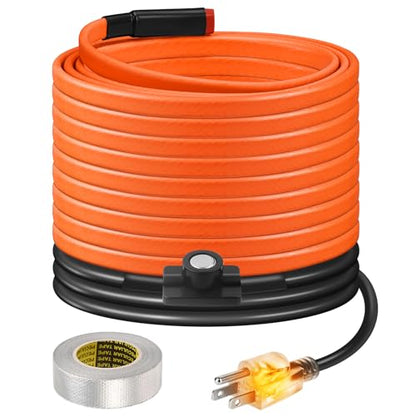 30FT Heat Tape for Water Pipes Freeze Protection IP65 Waterproof 8W/FT 110V BDDFOTO Heat Cable with GFCI Protection and Thermostat,Self-Regulating Pipe Heater for Roof/RV/Water Storage Tank - style: 30 FT
