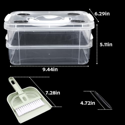 1 Pack Mealworms Breeding Kit Mealworms Keeper Live Food Storage Box to Breed Mealworms Crickets Dubia Cockroaches Super Worms (Top Ventilation Style)