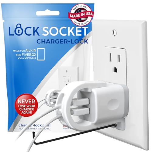 Charger Lock for Ailkin Dual, FiveBox Chargers Anti-Theft & Tug-ProofChild-Safe Charger Lock System A Safety Device to Lock Your Charger to Wall Plate via Security Screw. Made in USA