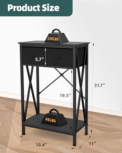 Fish Tank Stand with Drawer, 5-10 Gallon Aquarium Stand Easy Assemble | Stable Metal Frame, 2-Tier Breeder Reptile Turtle Terrarium Table Fits Office Home, 19.4"x11" MDF Tabletop, 220 lbs Capacity - color: Black, size: 5-10 Gallon