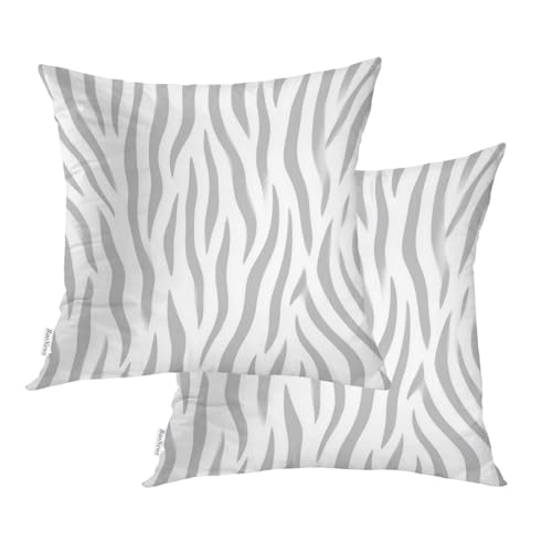 Graytiger Skin Print Throw Pillow Covers, Abstract Zebra Pattern Cushion Cases Digital Blended Hidden Zipperl Decorative Pillow Covers Square 16X16 in 2 Pcs - color: Graytiger Skin 1 Gray03, size: 16" x 16" (Pack of 2)