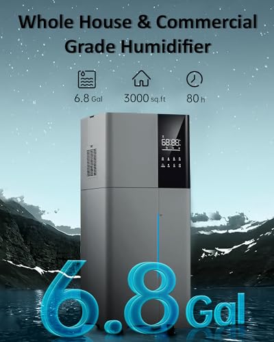 LACIDOLL Humidifier Large Room 26L/6.8Gal | Whole House Humidifiers for Home, Commercial and Industrial Humidifiers with 360° Nozzle & Extension Tube, Top Fill