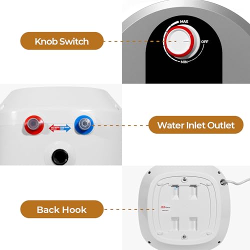 Electric Tank Water Heater, MIZUDO 8 Gallon Point of Use Hot Water Heater | Easy to Install for Kitchen, Food Truck, RV, Camper, 120V 1440W, Under Sink, Wall or Floor Mounted - color: 8 Gal