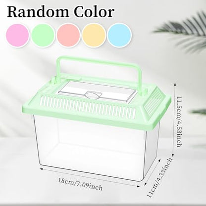 12 Pcs 7"×4.3"x4.3" Plastic Reptile Terrariums Carrier Cage Snake Breeding Box Hatching Container Clear Fish Tank with Ventilated Lid for Spider, Tarantula, Hermit Crab, Lizard, Turtle