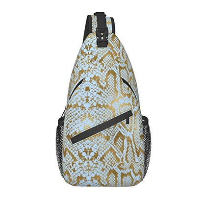 Snake Skin Sling Bag Animal Crossbody Chest Daypack Casual Backpack Women Shoulder Bag For Travel Picnic - color: Snake 02