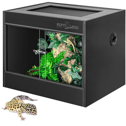 REPTI ZOO 34 Gallon PVC Reptile Terrarium, 24x18x18” Leopard Gecko Tanks with Glass Sliding Door & Top Screen Ventilation, Reptile Enclosure for Bearded Dragon Hermit Crab - style: 24x18x18"