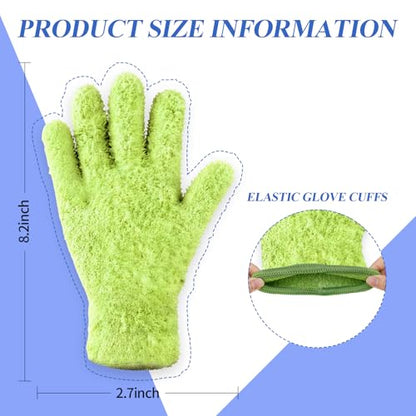 Microfiber Gloves,Microfiber Dusting Gloves for Plants and House Cleaning, Reusable Cleaning Gloves - color: Cyan&green Yellow