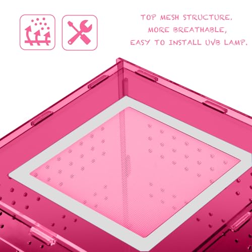 8x8x12 Pink Acrylic Terrarium Vertical for Spider Reptile | Vertical pink acrylic terrarium 8x8x12, waterproof sealed body, secure anti-escape, suits Reptile spider small lizard - color: Pink