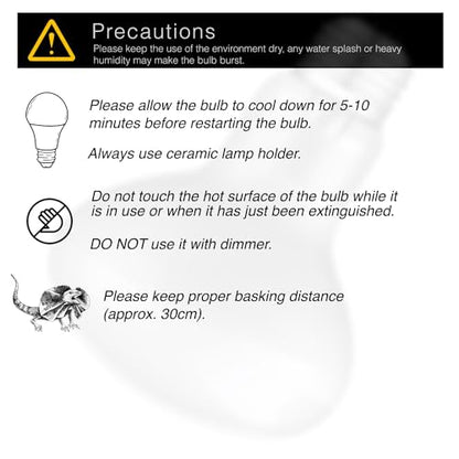 Reptile Heat Bulb Lamp, 2-Pack 75W Daylight Basking Spot, Bearded Dragon/Turtle/Lzard/Gecko Light Bulb, UVA Heat Lamp, Basking Light for Reptiles - size: 75W
