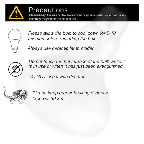 Reptile Heat Bulb Lamp, 2-Pack 100W Daylight Basking Spot, Bearded Dragon/Turtle/Lzard/Gecko Light Bulb, UVA Heat Lamp, Basking Light for Reptiles - size: 100W