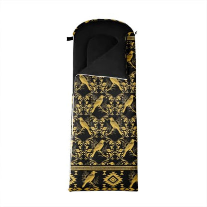 Erosebridal Hawk Moth Camping Sleeping Bags Teens Spooky Aztec Backpacking Camping Blanket Full Body Travel Wrap Sleep Bag - color: Gold Crow
