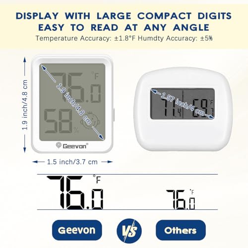 Geevon 6 Pack Mini Digital Hygrometer Gauge Indoor Thermometer – LCD Monitor Temperature with Comfort Index,Outdoor Humidity Meter for Home House Office Garden and Cellar - size: 6 pack, style: Modern
