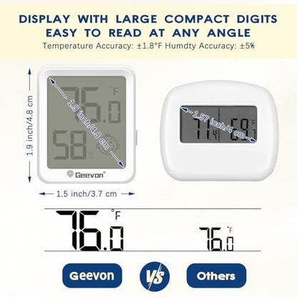 Geevon 6 Pack Mini Digital Hygrometer Gauge Indoor Thermometer – LCD Monitor Temperature with Comfort Index,Outdoor Humidity Meter for Home House Office Garden and Cellar - size: 6 pack, style: Modern