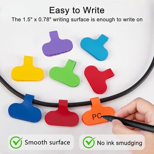 40 Pcs Multi Color Cable Labels, Oval Wire Labels for Electronics, Computer & Industrial Cable Management and Identification, Durable Cord Tags with Writable Surface in 8 Assorted Colors(1.5" x 0.78") - color: Multicolor, size: oval_1.5" x 0.78"
