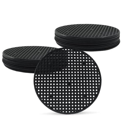 10 Pcs 4" Plant Pot Stand Outdoor, Plant Pot Elevator | 100mm, Black, Drainage Mesh Discs, Bottom Liners for Bonsai/Flower Pots, Soil Retention Grid Mats - size: 4in