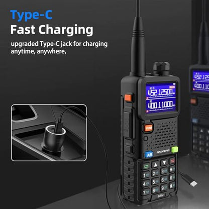 Baofeng Radio UV-5RM Ham Radio Handheld UV5R Long Range Walkie Talkies | NOAA Weather | Rechargeable |Programming Cable & Earpiece | 999 Channels for Emergency,Survival,Hunting, Camping(2 Pack) - color: Black 1