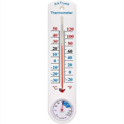 Outdoor Indoor Hygrometer Thermometer, Humidity Monitor, Temperature Humidity Gauge Meter with Celsius/Fahrenheit (℃/℉) for Patio, Field, Cellar, Garden, Humidors, Greenhouse, Closet by AikTryee