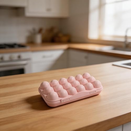 Portable Egg Storage Box With 18 Grids Egg Protector Case Tray Container Secure Egg Transport Outdoor Trips And Activities(18 Pink) - size: 18 Pink